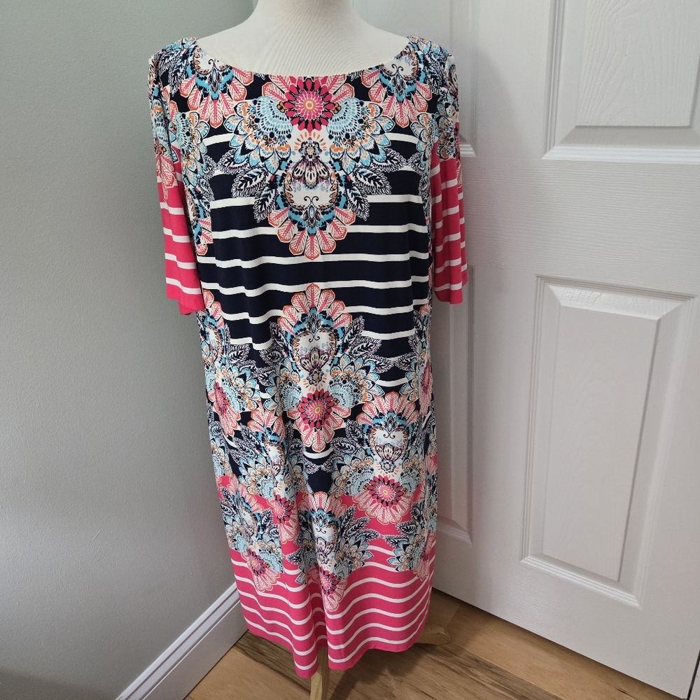 Eliza J Dress in Hot Pink and Navy